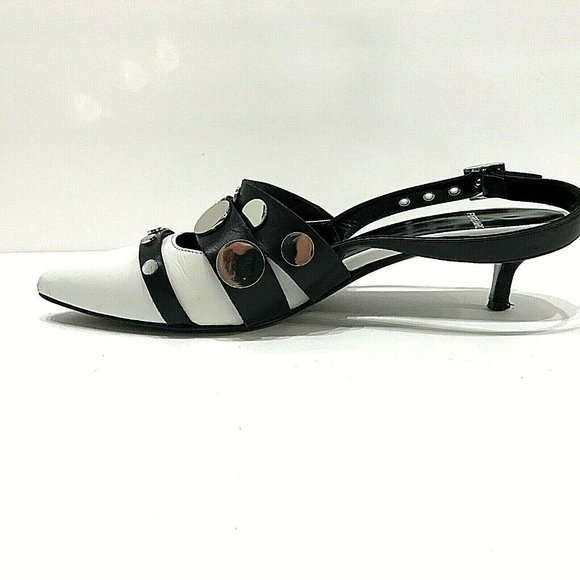 Pierre Hardy Black White Leather Slingback Kitten - Picture 8 of 8